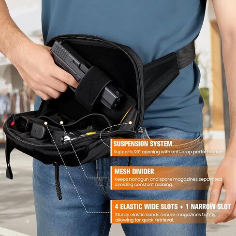 FINPAC Concealed Fanny Pack for Men, Bando Bag Tactical Sling/Belt Bag with Universal Pistol Holster, Hip Pack Travel Hiking in Saudi Arabia
