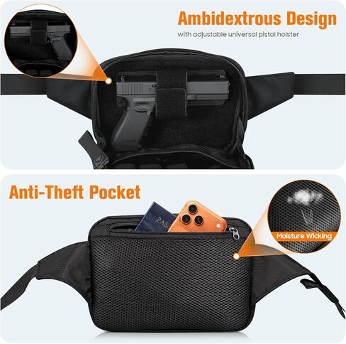 FINPAC Concealed Fanny Pack for Men, Bando Bag Tactical Sling/Belt Bag with Universal Pistol Holster, Hip Pack Travel Hiking in Saudi Arabia