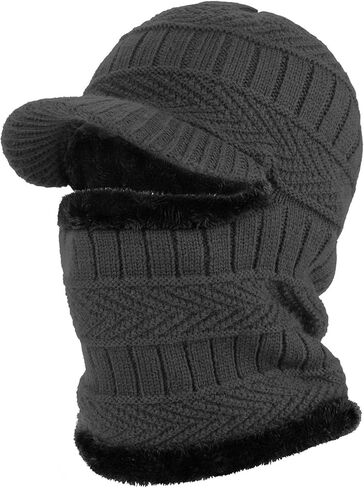 TAGVO Winter Unisex Knitted Balaclava Face Mask Cover Thick Warm Fleece Lining Beanies Hat with Neck Warmer, Windproof Thermal Skiing Mask for Outdoor Sports in Saudi Arabia