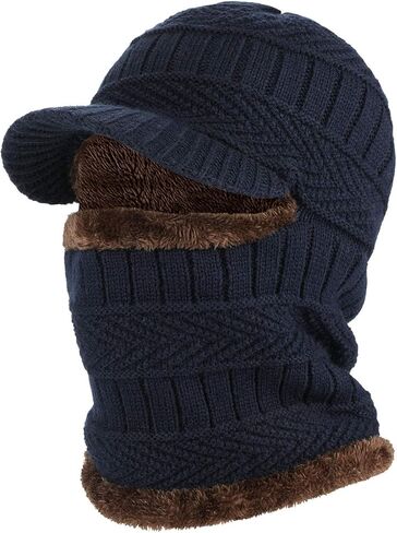 TAGVO Winter Unisex Knitted Balaclava Face Mask Cover Thick Warm Fleece Lining Beanies Hat with Neck Warmer, Windproof Thermal Skiing Mask for Outdoor Sports in Saudi Arabia