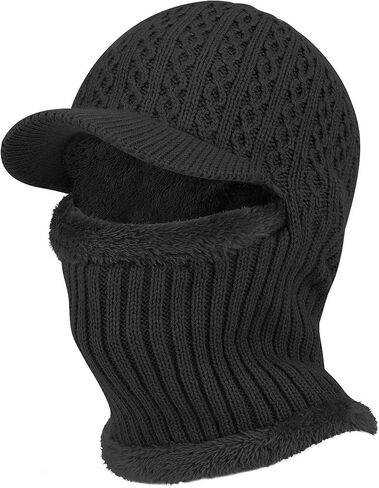 TAGVO Winter Unisex Knitted Balaclava Face Mask Cover Thick Warm Fleece Lining Beanies Hat with Neck Warmer, Windproof Thermal Skiing Mask for Outdoor Sports in Saudi Arabia