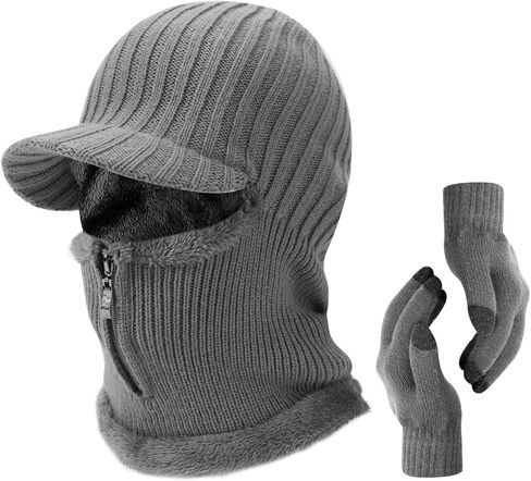 TAGVO Winter Unisex Knitted Balaclava Face Mask Cover Thick Warm Fleece Lining Beanies Hat with Neck Warmer, Windproof Thermal Skiing Mask for Outdoor Sports in Saudi Arabia