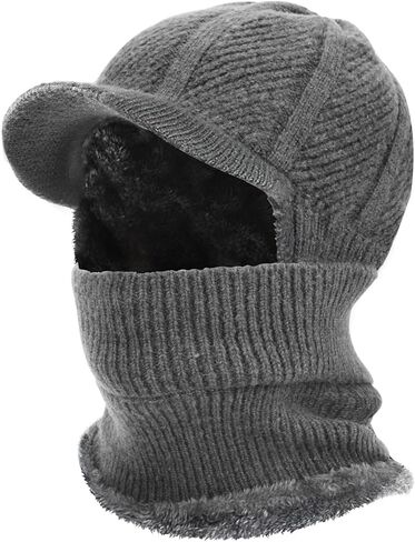 TAGVO Winter Unisex Knitted Balaclava Face Mask Cover Thick Warm Fleece Lining Beanies Hat with Neck Warmer, Windproof Thermal Skiing Mask for Outdoor Sports in Saudi Arabia