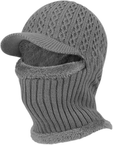 TAGVO Winter Unisex Knitted Balaclava Face Mask Cover Thick Warm Fleece Lining Beanies Hat with Neck Warmer, Windproof Thermal Skiing Mask for Outdoor Sports in Saudi Arabia