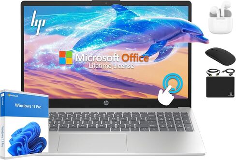 كمبيوتر محمول HP Touchscreen 2025 Flagship 15.6 بوصة HD، مكتب مدى الحياة 2024، ذاكرة وصول عشوائي 32 جيجابايت، تخزين 1.5 تيرابايت (1 تيرابايت SSD + 500 جيجابايت تحويلة)، معالج Intel i3 سداسي النواة، واي فاي، كاميرا، بطارية طويلة، ملحق Hubxcel، Win 11 Pro in Kuwait