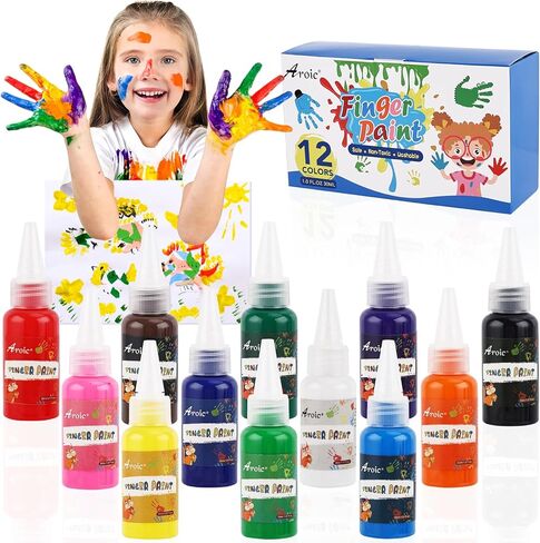 AROIC 8PCS Washable Finger Paint for Kids, Non-Toxic Finger Paints 8Colors, Art Supplies for Toddlers, Painting Supplies for Kids Boys Girls Gifts, Hand Paint DIY Crafts in Saudi Arabia