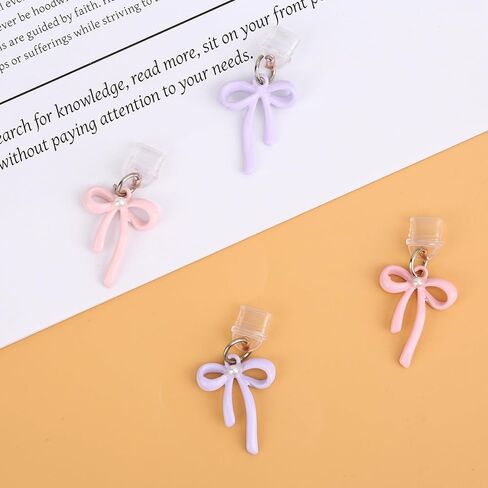 4pcs Dust Plug Charms for Kindle, Bow Plug Covers Decorative Type C Charging Port Insert Anti-Dust Accessories for Phones E-Readers Coquette Gift (Pink, Purple) in Saudi Arabia