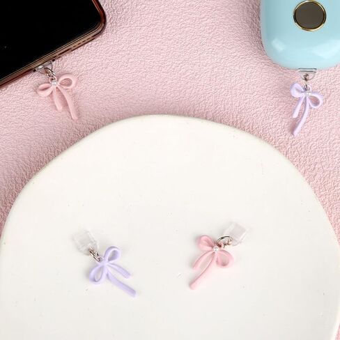 4pcs Dust Plug Charms for Kindle, Bow Plug Covers Decorative Type C Charging Port Insert Anti-Dust Accessories for Phones E-Readers Coquette Gift (Pink, Purple) in Saudi Arabia