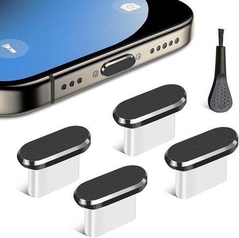 USB C Dust Plug, 4 Pack Type C Anti Dust Plug Cover Charging Port Protector Cap with Cleaning Brush for iPhone 15 Series, Samsung Galaxy S22/S21/S20, Note 20/10, All USB C Devices in Saudi Arabia
