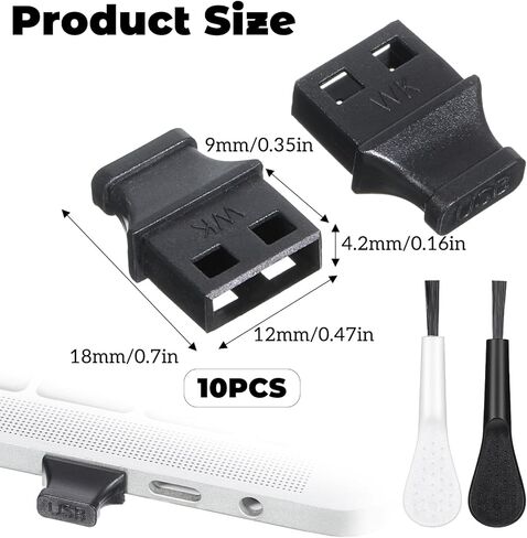 10 PCS USB Type-A Dust Cover Port Plugs with 2PCS Cleaning Brush Dustplugs Stopper Protector USB Female Ports Cover Cap for Computer Laptop All USB-A Devices in Saudi Arabia