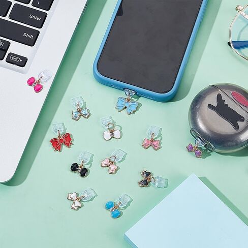 PLIGREAT 12 جهاز كمبيوتر شخصى لطيف القوس سحر الغبار المكونات متوافق مع نوع / USB C ميناء الشحن مكافحة الغبار المقابس الملونة القوس المعلقات الهاتف ميناء الغبار لمنافذ الشحن نوع C المقابس ملحقات الهاتف سحر in Saudi Arabia