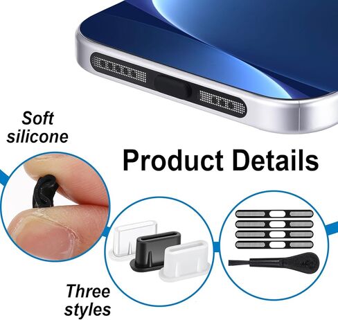 15 حزمة من قابس الغبار USB C، 4 قطع ملصق شبكي مقاوم للغبار، قابس غبار من النوع C، غطاء غبار لمكبر صوت الهاتف، غطاء حماية مضاد للغبار مع فرشاة نظيفة عالمية لجميع الهواتف in Kuwait