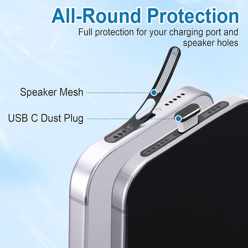 15 حزمة من قابس الغبار USB C، 4 قطع ملصق شبكي مقاوم للغبار، قابس غبار من النوع C، غطاء غبار لمكبر صوت الهاتف، غطاء حماية مضاد للغبار مع فرشاة نظيفة عالمية لجميع الهواتف in Kuwait