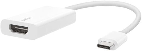محول Belkin USB-C إلى HDMI، 4K 60 هرتز Dolby Vision HDR، محول USB من النوع C إلى HDMI لأجهزة MacBook وiPad Pro وأجهزة الكمبيوتر المحمولة USB-C إلى التلفزيون/الشاشة، HDCP 2.2، محول AV أبيض مدمج، يتضمن قطعة قماش للتنظيف in Kuwait