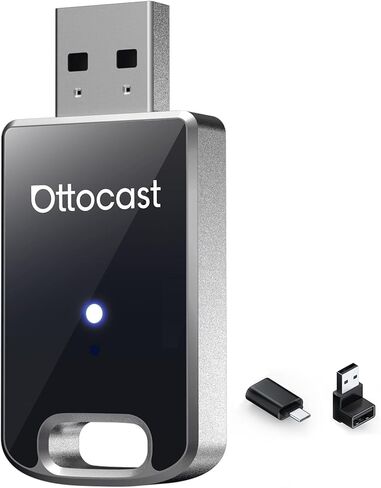 محول OTTOCAST Mini Edge 2026 2 في 1 اللاسلكي CarPlay ومحول Android Auto اللاسلكي، هيكل من الألومنيوم، عبور GPS، إعادة الاتصال التلقائي، التوصيل والتشغيل لأجهزة iPhone وAndroid in Kuwait