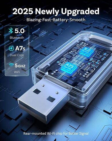 محول OTTOCAST Mini Edge 2026 2 في 1 اللاسلكي CarPlay ومحول Android Auto اللاسلكي، هيكل من الألومنيوم، عبور GPS، إعادة الاتصال التلقائي، التوصيل والتشغيل لأجهزة iPhone وAndroid in Kuwait