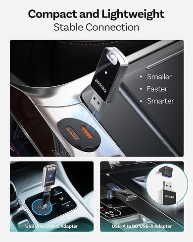 محول OTTOCAST Mini Edge 2026 2 في 1 اللاسلكي CarPlay ومحول Android Auto اللاسلكي، هيكل من الألومنيوم، عبور GPS، إعادة الاتصال التلقائي، التوصيل والتشغيل لأجهزة iPhone وAndroid in Kuwait