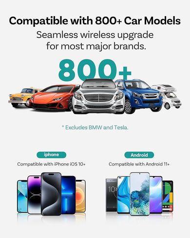 محول OTTOCAST Mini Edge 2026 2 في 1 اللاسلكي CarPlay ومحول Android Auto اللاسلكي، هيكل من الألومنيوم، عبور GPS، إعادة الاتصال التلقائي، التوصيل والتشغيل لأجهزة iPhone وAndroid in Kuwait
