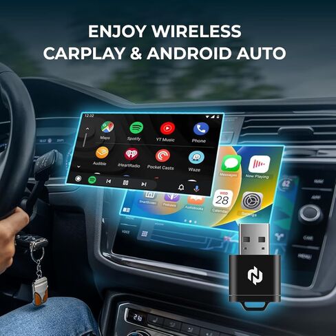 N Wireless CarPlay Adapter Upgrade – Faster & More Stable Wireless Apple CarPlay for Wired CarPlay Vehicles, 5GHz WiFi Performance, Plug & Play USB Dongle, Quick Pairing in Saudi Arabia