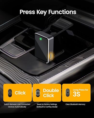 Mini Wireless CarPlay Adapter for iPhone & Android Auto (2026 Upgrade), No Delay, One Click Multi Device Switch, Fast Stable Connection, Plug & Play, Converts Wired to Wireless for 2016+ Cars. in Kuwait