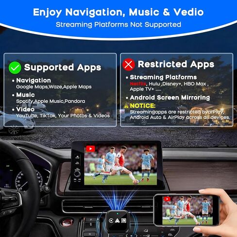 2026 ترقية 3 في 1 شاشة مرآة هاتف iOS، سلكي إلى محول CarPlay اللاسلكي وAndroid Auto، 5.0 جيجا هرتز بلوتوث 5.4 دونجل لـ OEM CarPlay السلكية (ليس لـ Netflix) in Kuwait