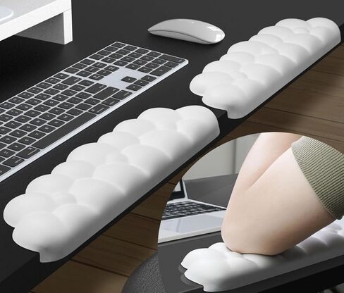 JIKIOU Leather L-Shaped Desk Elbow Pad for Desk, Cute Cloud Memory Foam Elbow Support Padding with Non-Slip, 2 Pack Ergonomic Desk Edge Cushion, Wrist Comfort Support for Office Home White in Saudi Arabia