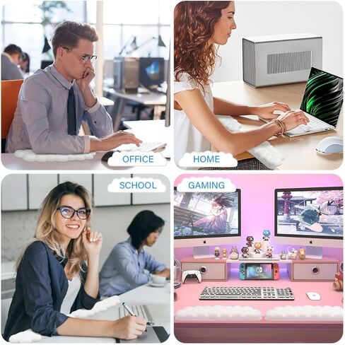 JIKIOU Leather L-Shaped Desk Elbow Pad for Desk, Cute Cloud Memory Foam Elbow Support Padding with Non-Slip, 2 Pack Ergonomic Desk Edge Cushion, Wrist Comfort Support for Office Home White in Saudi Arabia