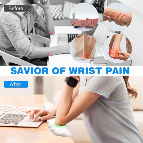 JIKIOU Leather L-Shaped Desk Elbow Pad for Desk, Cute Cloud Memory Foam Elbow Support Padding with Non-Slip, 2 Pack Ergonomic Desk Edge Cushion, Wrist Comfort Support for Office Home White in Saudi Arabia