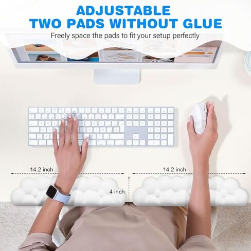 JIKIOU Leather L-Shaped Desk Elbow Pad for Desk, Cute Cloud Memory Foam Elbow Support Padding with Non-Slip, 2 Pack Ergonomic Desk Edge Cushion, Wrist Comfort Support for Office Home White in Saudi Arabia