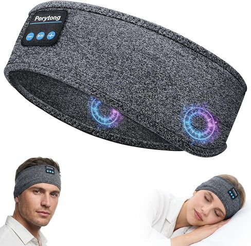 Perytong Sleep Headband Headphones Bluetooth 5.4، سماعات نوم لاسلكية للنوم الجانبي، سماعات رأس فوق الأذن مع مكبرات صوت ستيريو عالية الدقة، قناع عين عصابة رأس رياضية لتمارين اليوغا أثناء النوم in Kuwait