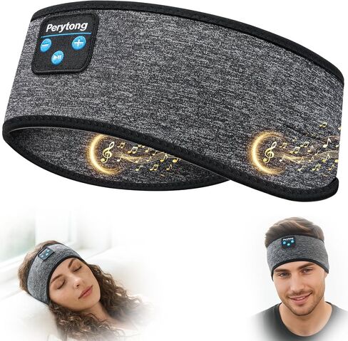 Perytong Sleep Headband Headphones Bluetooth 5.4، سماعات نوم لاسلكية للنوم الجانبي، سماعات رأس فوق الأذن مع مكبرات صوت ستيريو عالية الدقة، قناع عين عصابة رأس رياضية لتمارين اليوغا أثناء النوم in Kuwait