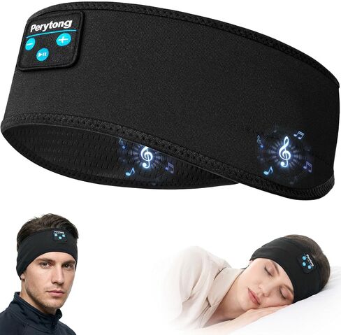 Perytong Sleep Headband Headphones Bluetooth 5.4، سماعات نوم لاسلكية للنوم الجانبي، سماعات رأس فوق الأذن مع مكبرات صوت ستيريو عالية الدقة، قناع عين عصابة رأس رياضية لتمارين اليوغا أثناء النوم in Kuwait