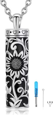 Cylinder Urn Necklace for Ashes Pendant for Women Men Sunflower Cremation Jewelry Keepsake Memorial Necklace Ashes Holder in Saudi Arabia