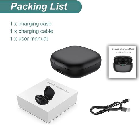 حقيبة شحن Kissmart لجهاز Shokz OpenFit 2/OpenFit 2+ | غطاء علبة شاحن بديل لسماعات الرأس المفتوحة Shokz T920 T921 (500 مللي أمبير في الساعة) in Saudi Arabia