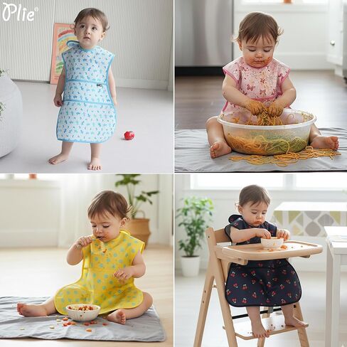 Plie Full Coverage Waterproof Feeding Bib for Toddlers – Extra Long Apron Bib for Mealtime, Self-Feeding, High Chairn in Saudi Arabia