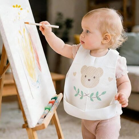 Disposable Baby Bibs, for Feeding, Infant Bibs with Full Chest Coverage for Daily Use, and Feeding, for Ages 6+ Months in Saudi Arabia