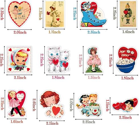 52 قطعة ملصق عيد الحب العتيق من الفينيل مقاوم للماء ملصقات حمراء كلاسيكية على شكل قلب شارات ذاتية اللصق لزجاجة مياه ومغلف لوح التزلج وبطاقات تهنئة ديكور لوازم الحفلات in Kuwait