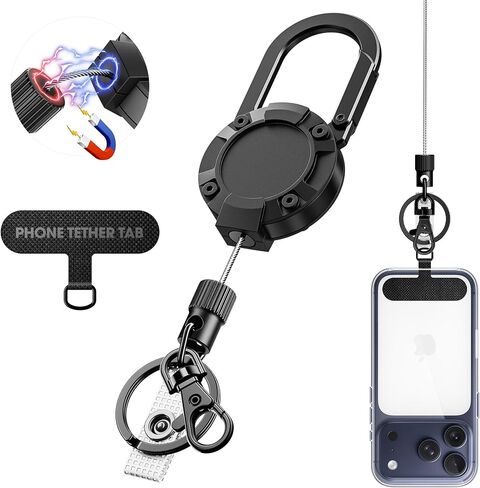 Cell Phone Lanyard Anti-Theft Phone Tether - Retractable Steel Line, Locking Magnetic Closure, Universal Anchor in Saudi Arabia