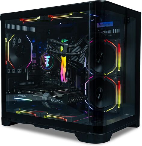 ViprTech Reaper 2.5 Liquid-Cooled PC - AMD Ryzen 7 8700F (5.0Ghz Turbo), AMD RX 9060 XT 16GB, 16GB DDR5 RAM, 1TB NVMe SSD, 800W Gold PSU, VR-Ready, WiFi BT, Win 11, Gaming Desktop Computer, Black in Saudi Arabia