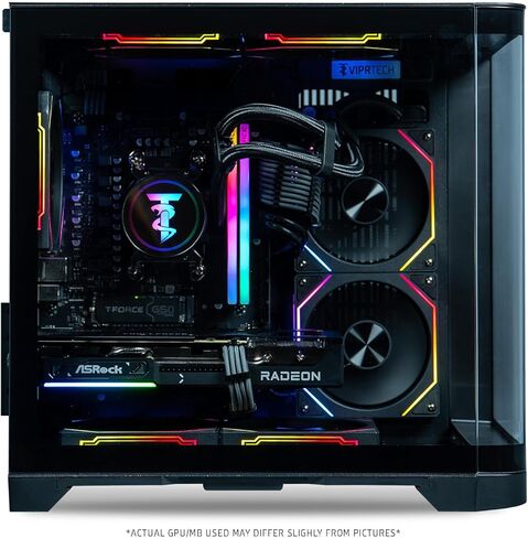 ViprTech Reaper 2.5 Liquid-Cooled PC - AMD Ryzen 7 8700F (5.0Ghz Turbo), AMD RX 9060 XT 16GB, 16GB DDR5 RAM, 1TB NVMe SSD, 800W Gold PSU, VR-Ready, WiFi BT, Win 11, Gaming Desktop Computer, Black in Saudi Arabia