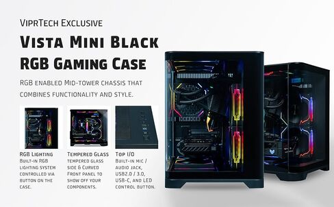 ViprTech Reaper 2.5 Liquid-Cooled PC - AMD Ryzen 7 8700F (5.0Ghz Turbo), AMD RX 9060 XT 16GB, 16GB DDR5 RAM, 1TB NVMe SSD, 800W Gold PSU, VR-Ready, WiFi BT, Win 11, Gaming Desktop Computer, Black in Saudi Arabia