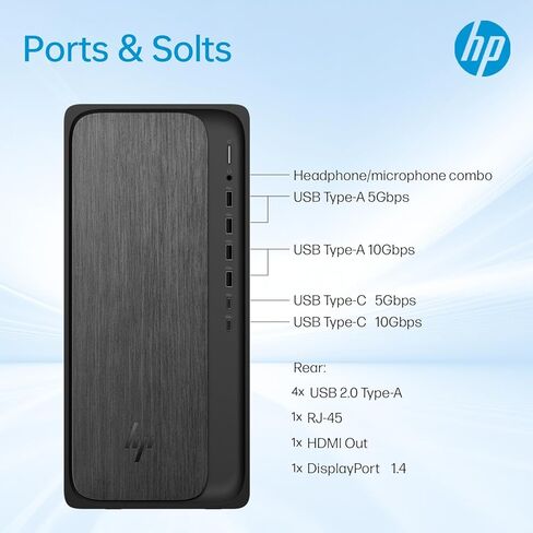 سطح المكتب البرجي HP OmniDesk M02 للمحترفين، أداء AMD Ryzen 7 8700G للإنتاجية وتعدد المهام، ذاكرة وصول عشوائي DDR5 سعة 64 جيجابايت، SSD 2 تيرابايت، W11P، لوحة المفاتيح اللاسلكية & M، حزمة مع محرك أقراص فلاش USB ADATA بسعة 64 جيجابايت in Kuwait