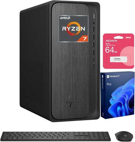 سطح المكتب البرجي HP OmniDesk M02 للمحترفين، أداء AMD Ryzen 7 8700G للإنتاجية وتعدد المهام، ذاكرة وصول عشوائي DDR5 سعة 64 جيجابايت، SSD 2 تيرابايت، W11P، لوحة المفاتيح اللاسلكية & M، حزمة مع محرك أقراص فلاش USB ADATA بسعة 64 جيجابايت in Kuwait