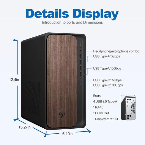كمبيوتر HP OmniDesk المكتبي - Intel Core Ultra 7 265، 16 جيجابايت DDR5 1 تيرابايت SSD، تصميم خشبي داكن أنيق، أداء جاهز للذكاء الاصطناعي، Windows 11 Pro مع محطة إرساء in Kuwait