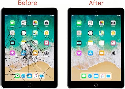لجهاز iPad 7/8 (الجيل السابع) الثامن) زجاج بديل للشاشة يعمل باللمس، لجهاز iPad 10.2 بوصة A2197 A2200 A2270 A2428، لاصق مثبت مسبقًا، مع زر الصفحة الرئيسية، وواقي ومجموعة إصلاح كاملة - أسود in Kuwait