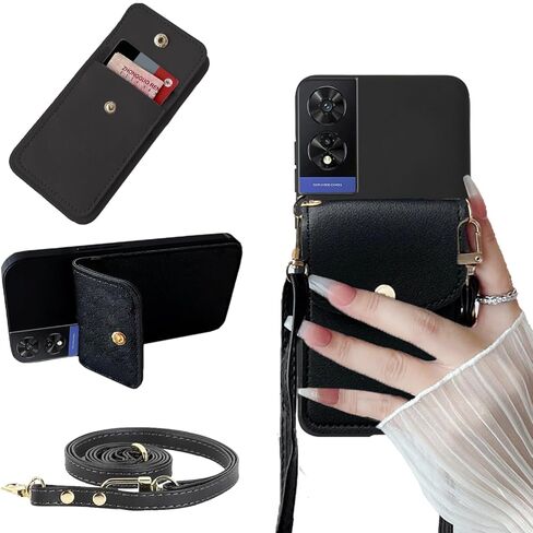 for TCL 50 XE 5G Case, TCL 50 XE NXTPAPER 5G Phone Case Wallet Back with Card Holder, PU Leather Case Crossbody Adjustable Detachable Lanyard Hands Free | Kickstand Shockproof Protective,Black in Saudi Arabia