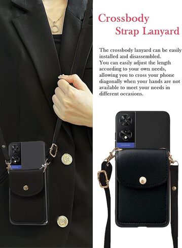 for TCL 50 XE 5G Case, TCL 50 XE NXTPAPER 5G Phone Case Wallet Back with Card Holder, PU Leather Case Crossbody Adjustable Detachable Lanyard Hands Free | Kickstand Shockproof Protective,Black in Saudi Arabia