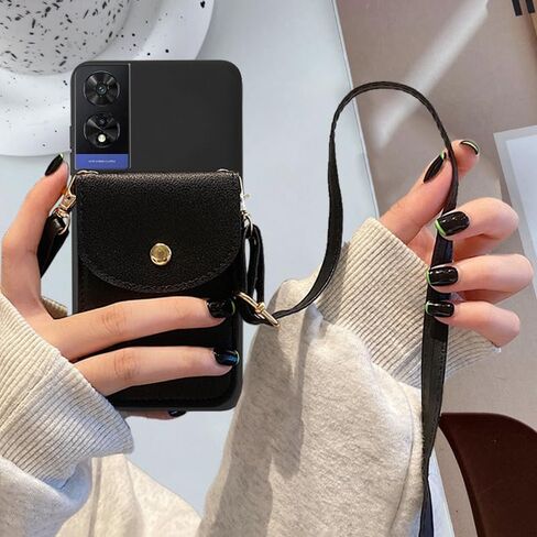 for TCL 50 XE 5G Case, TCL 50 XE NXTPAPER 5G Phone Case Wallet Back with Card Holder, PU Leather Case Crossbody Adjustable Detachable Lanyard Hands Free | Kickstand Shockproof Protective,Black in Saudi Arabia