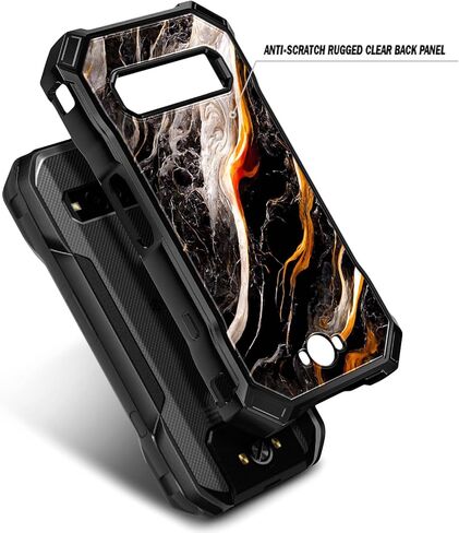 NZND Compatible with Kyocera DuraForce Pro 3 (E7200) Case with Tempered Glass Screen Protector, Full-Body Protective Shockproof Rugged Bumper Cover, Impact Resist Phone Case (Black Marble) in Kuwait