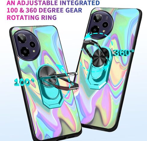 Compatible with Cricket Icon PRO 2026 Case Compatible for Cricket Icon Pro Soft TPU Cover with Built-in Metal Ring Holder Kickstand [Support Car Magnetic] Hands Free | Multi-Colored Art Wavy in Saudi Arabia